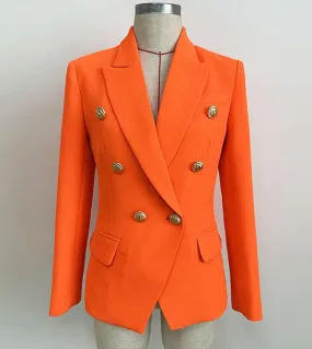 Abito da donna blazer arancione fluorescente Giacca classica da donna a maniche lunghe con bottoni a doppiopetto da donna