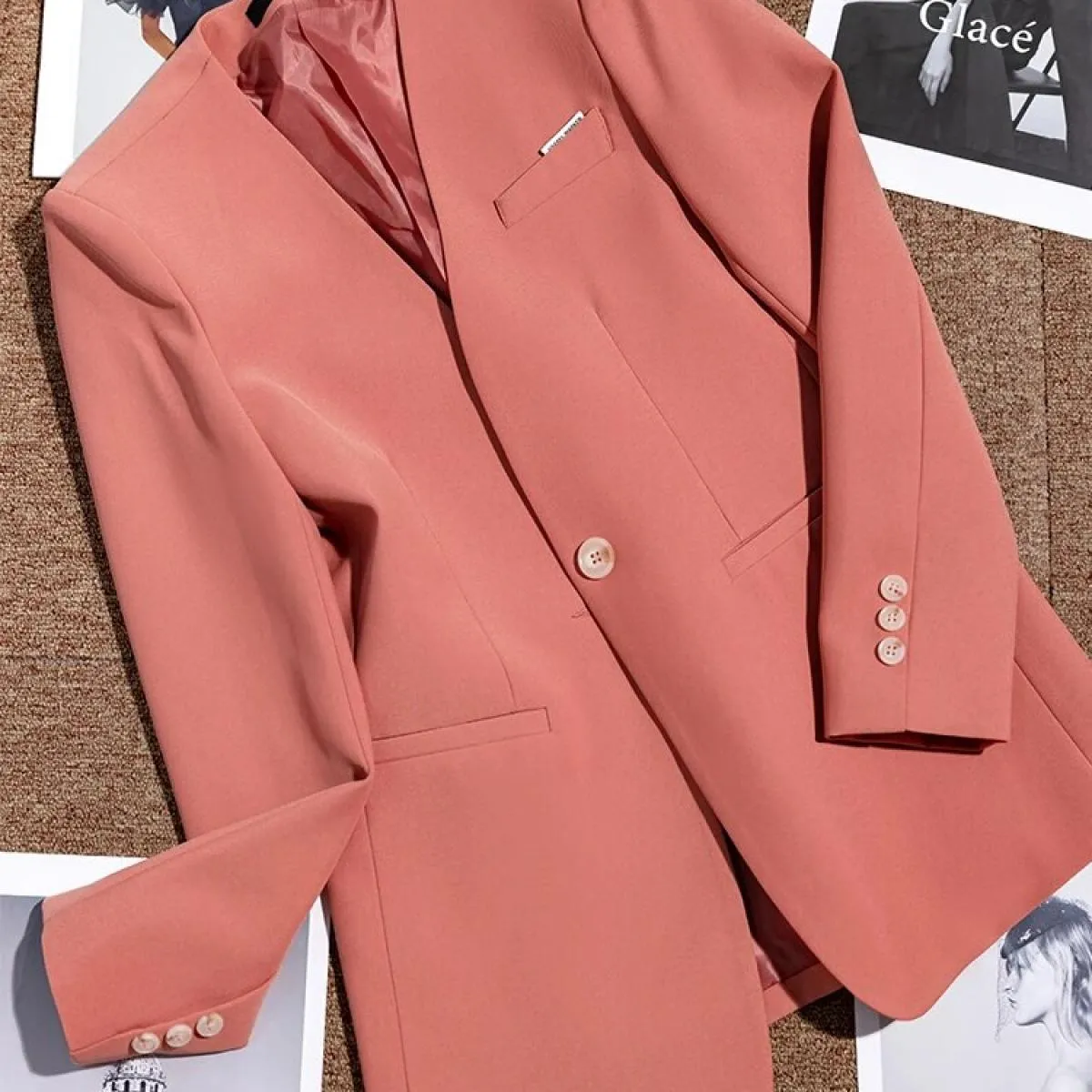 Blazer formale da donna rosa giallo per l'autunno inverno giacca da lavoro da lavoro da donna a maniche lunghe con scollo a V a