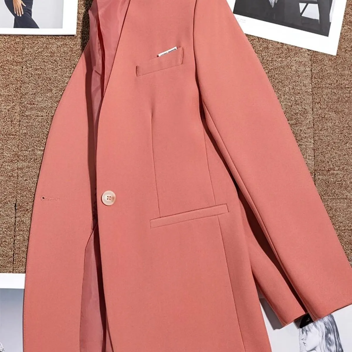 Blazer formale da donna rosa giallo per l'autunno inverno giacca da lavoro da lavoro da donna a maniche lunghe con scollo a V a