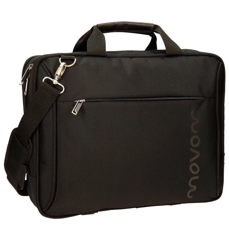 BORSA DA LAVORO PORTA PC CON TRACOLLA MANHATTAN MOVOM NERA CHIUSURA 2 ZIP MULTI TASCHE INTERNE+2 TASCHE ESTERNE CON ZIP