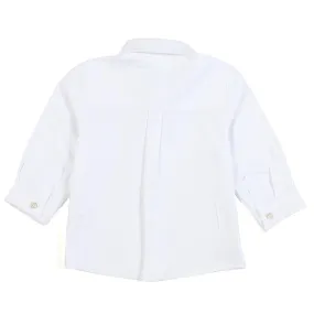 Camicia Bianca Con Dettagli Grigio Scuro Bimbo