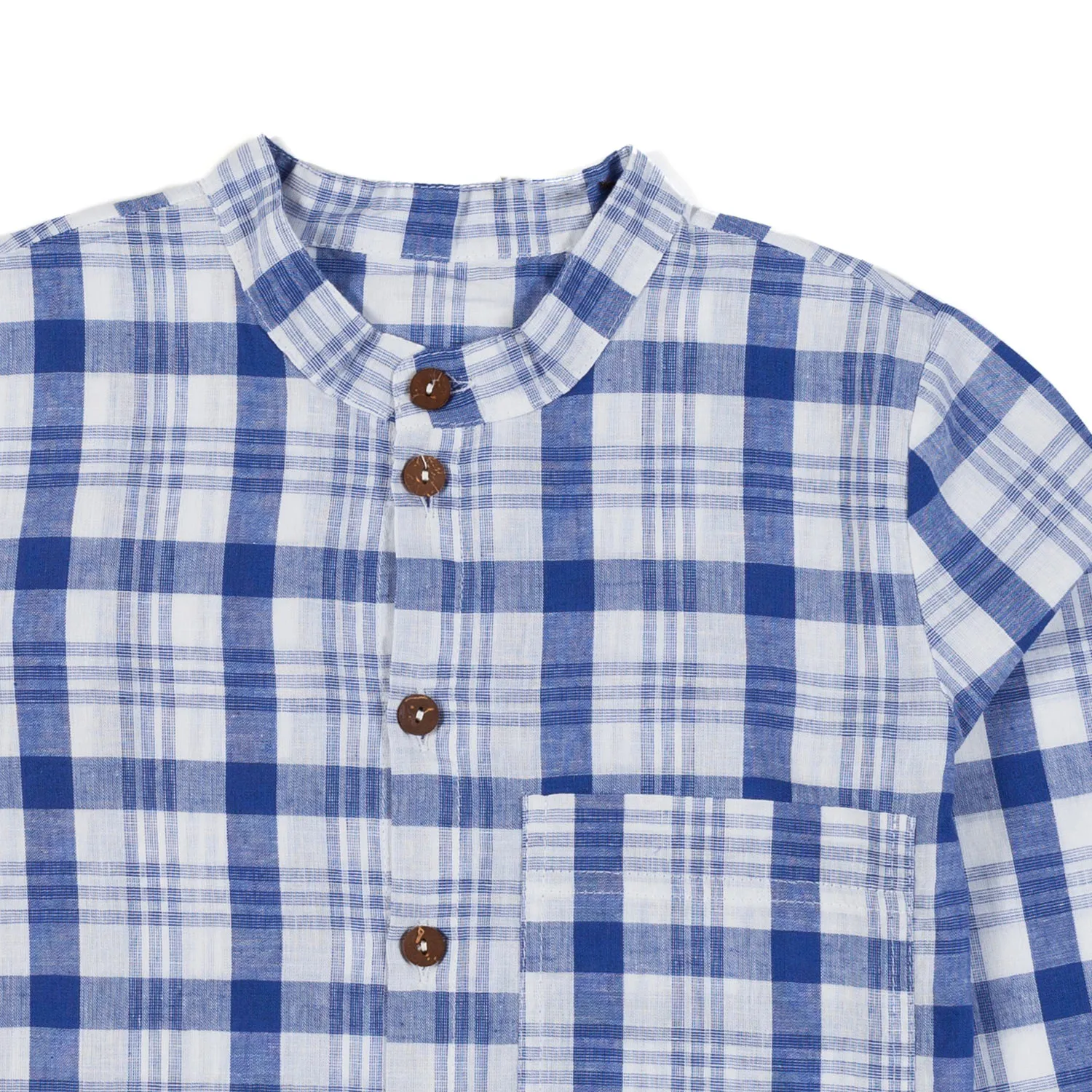 Camicia Toledo Check Blu E Bianca Bambino E Teen