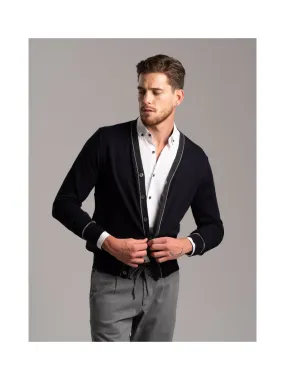 Cardigan uomo con abbottonatura a contrasto