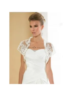 Coprispalle Sposa di pizzo smanicato con collo a ruche di pizzo