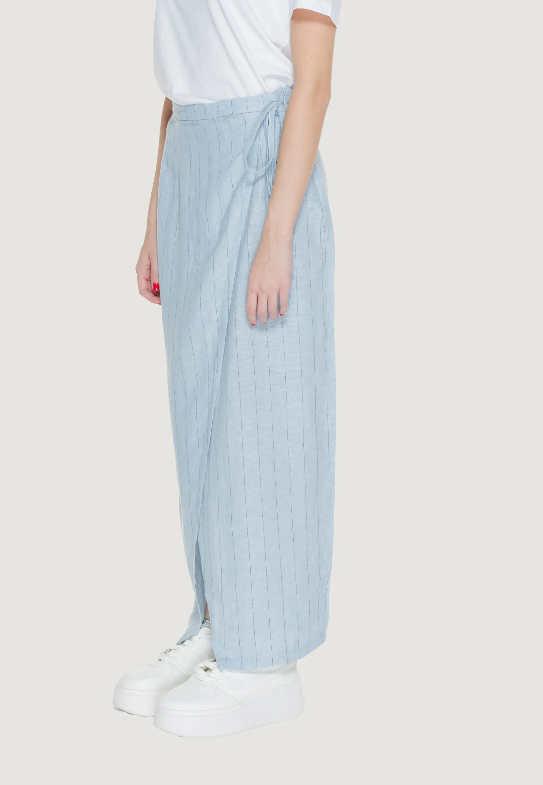 Gonna lunga Vero Moda Vmmindy Hw Long Wrap Pin Linen Blu Chiaro