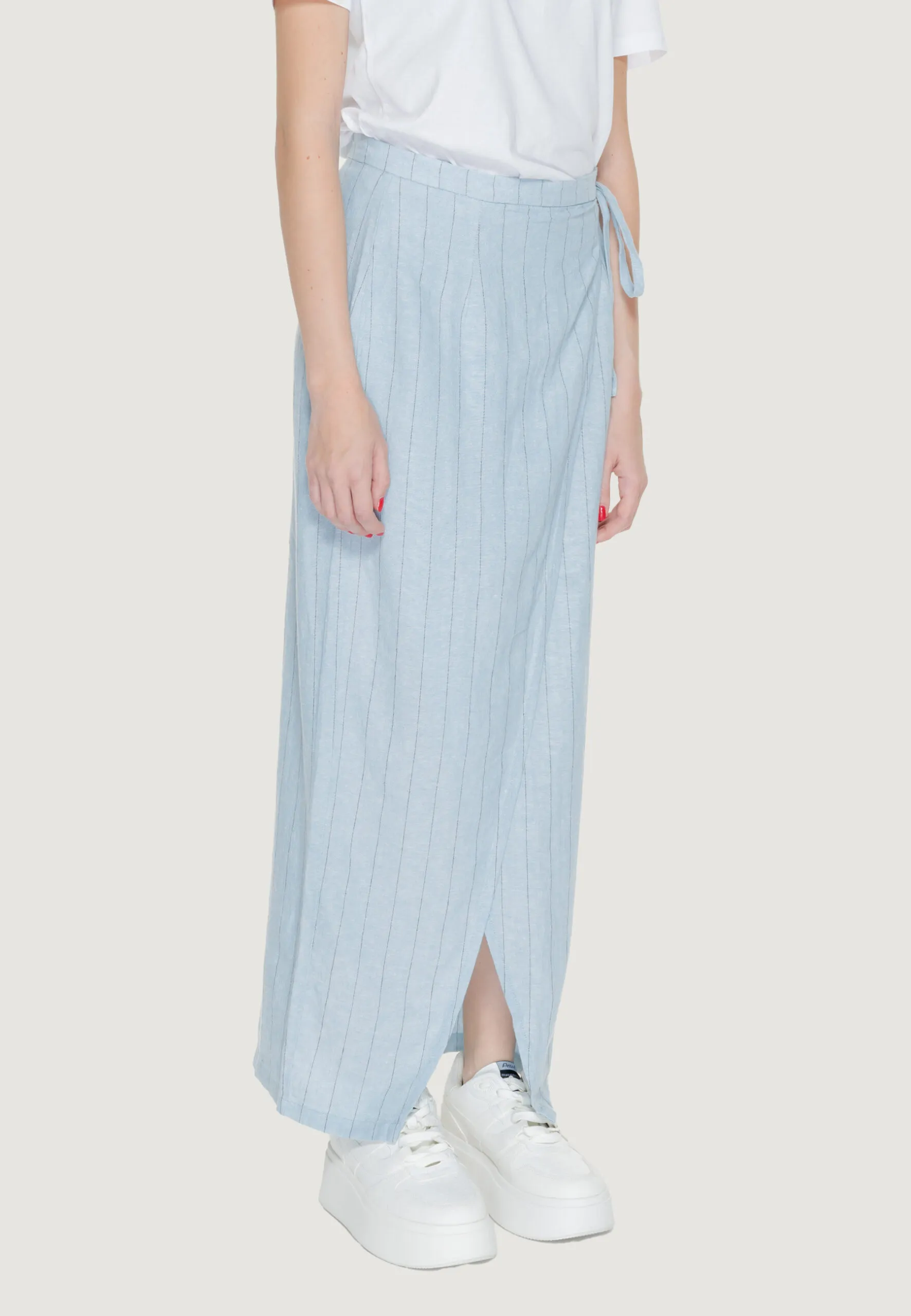 Gonna lunga Vero Moda Vmmindy Hw Long Wrap Pin Linen Blu Chiaro