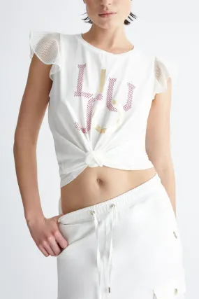 LIU JO T-SHIRT GIROCOLLO CON DETTAGLIO A RETE 4269