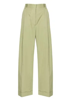 Pantaloni con pieghe partan in verde Dries Van Noten - donna