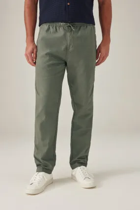 Pantaloni elasticizzato con coulisse in lino e cotone