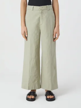 Pantaloni in Lino e Cotone Verde