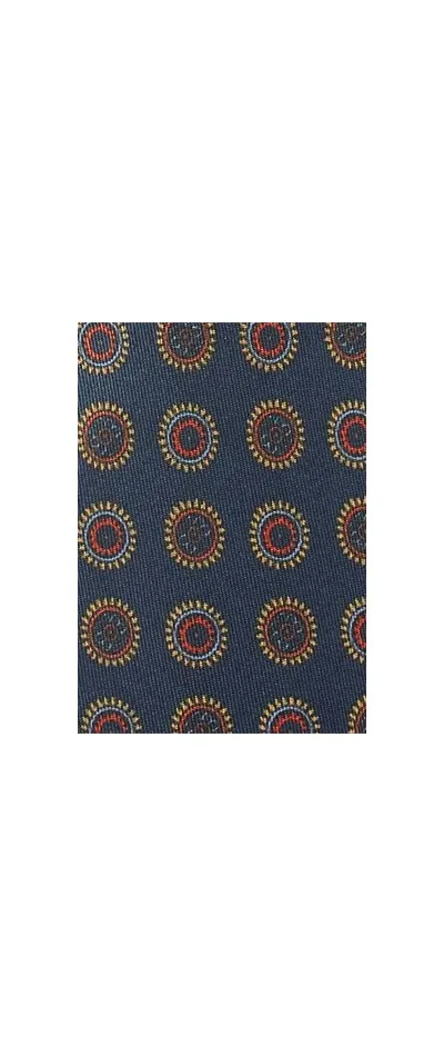 Sciarpa di seta Ornamenti blu navy doubleface