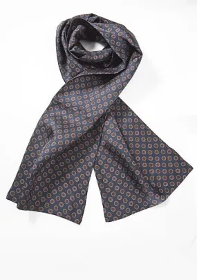 Sciarpa di seta Ornamenti blu navy doubleface