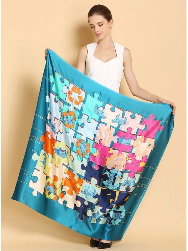 Stola Foulard a fantasia Puzzle di Seta online