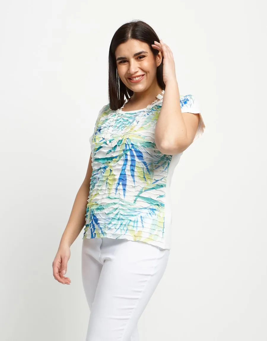 T-shirt stampata con volants